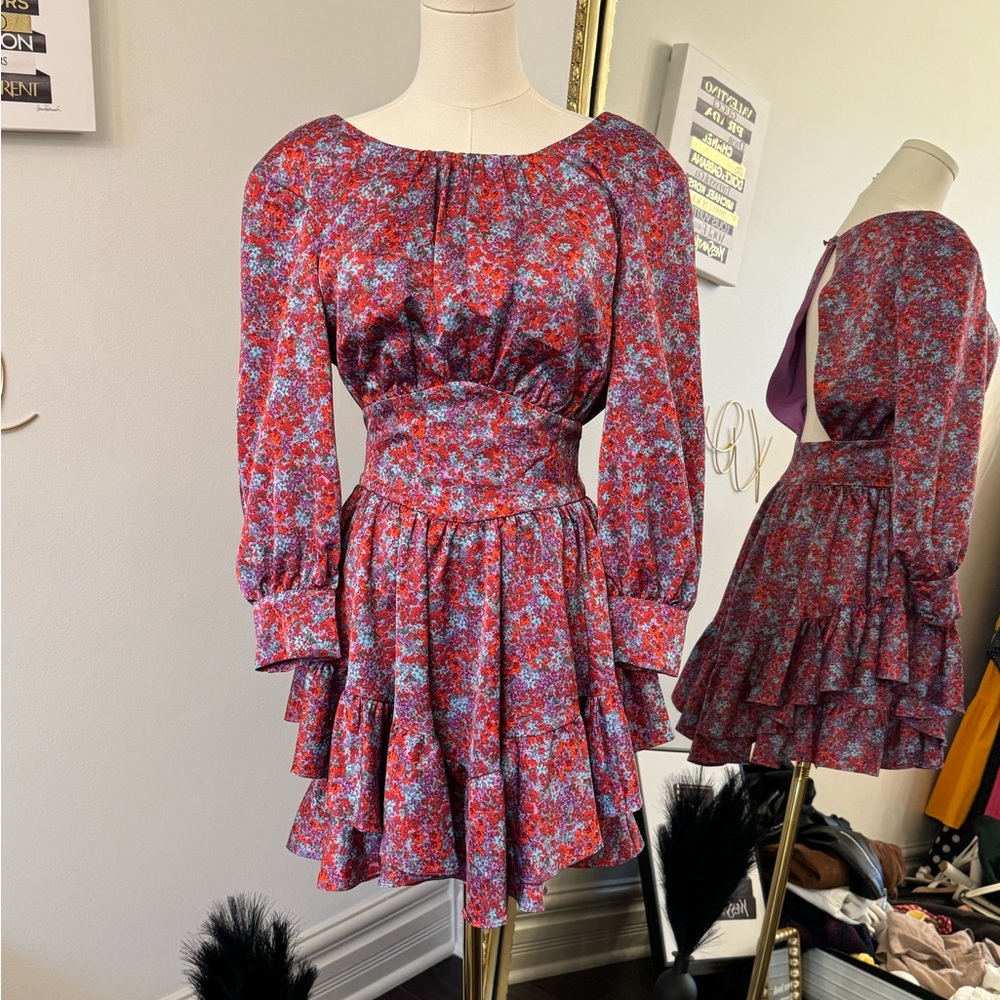 For Love And Lemons Multicolored Long Sleeve Sundress